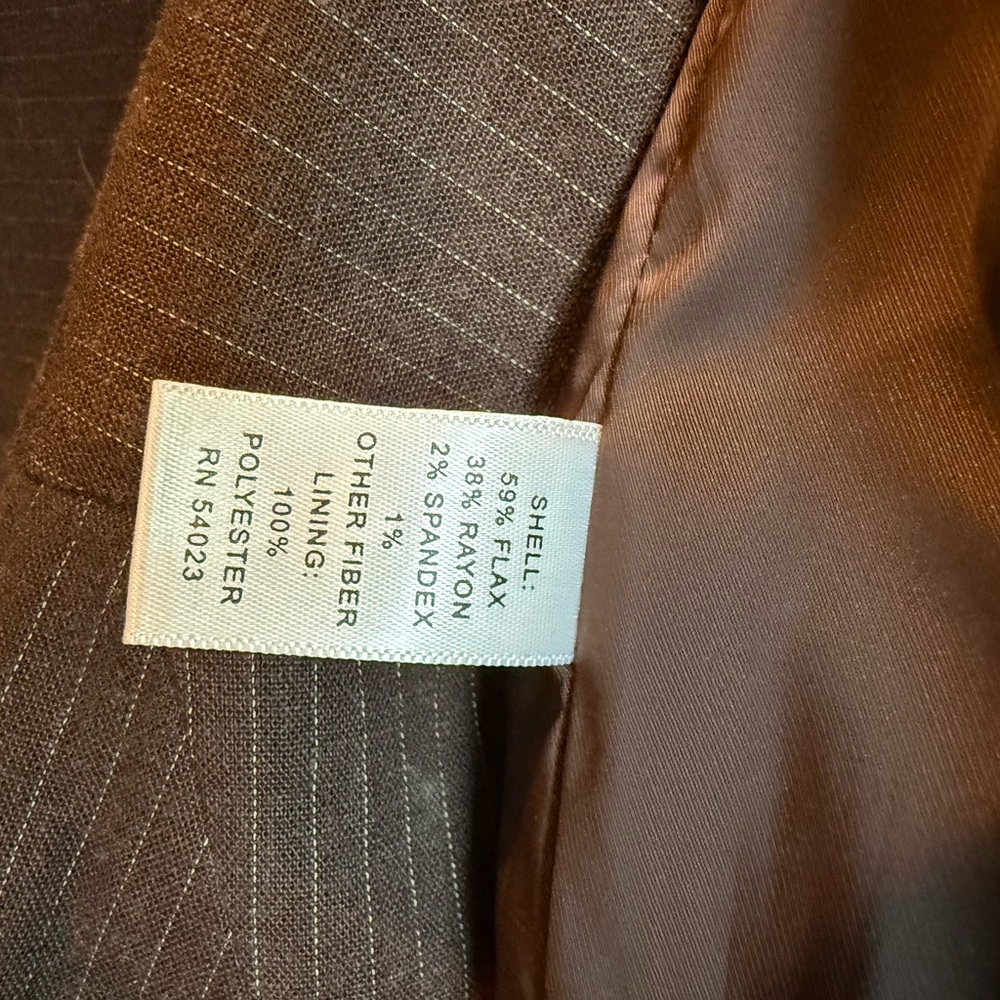 NWOT Banana Republic Brown Pinstripe Blazer and Skirt Set with Pleating Detail - Picture 7 of 7